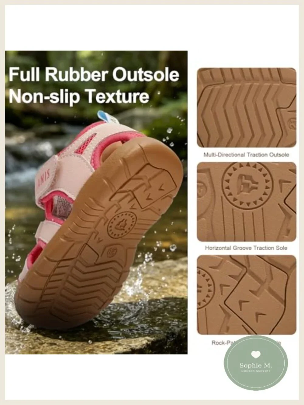 Toddler Boys Girls Closed Toe Athletic Mesh Sandals with Hook and Loop Straps